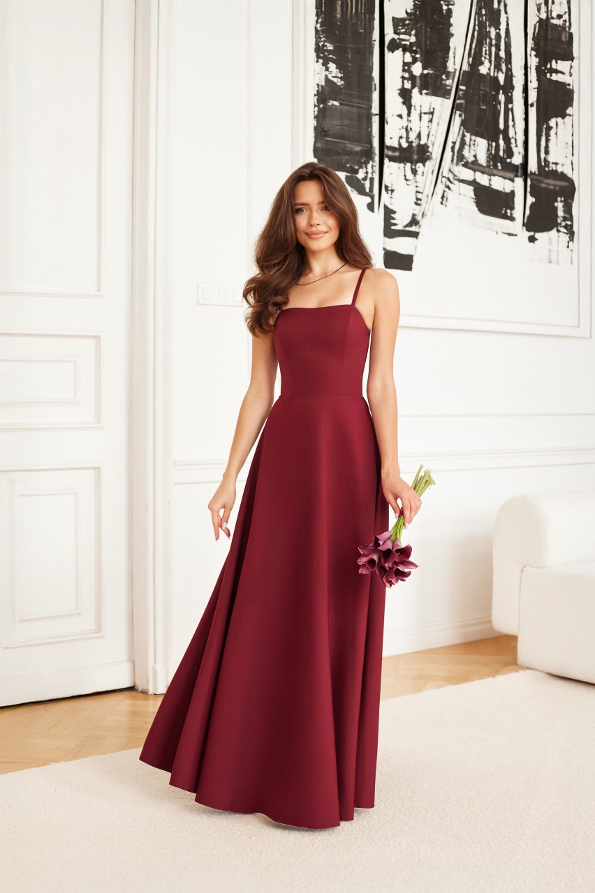 KATE z ramiączkami - bordowa sukienka gorsetowa idealna dla druhny, na studniówkę - Cocktail Shock zdjęcie 2