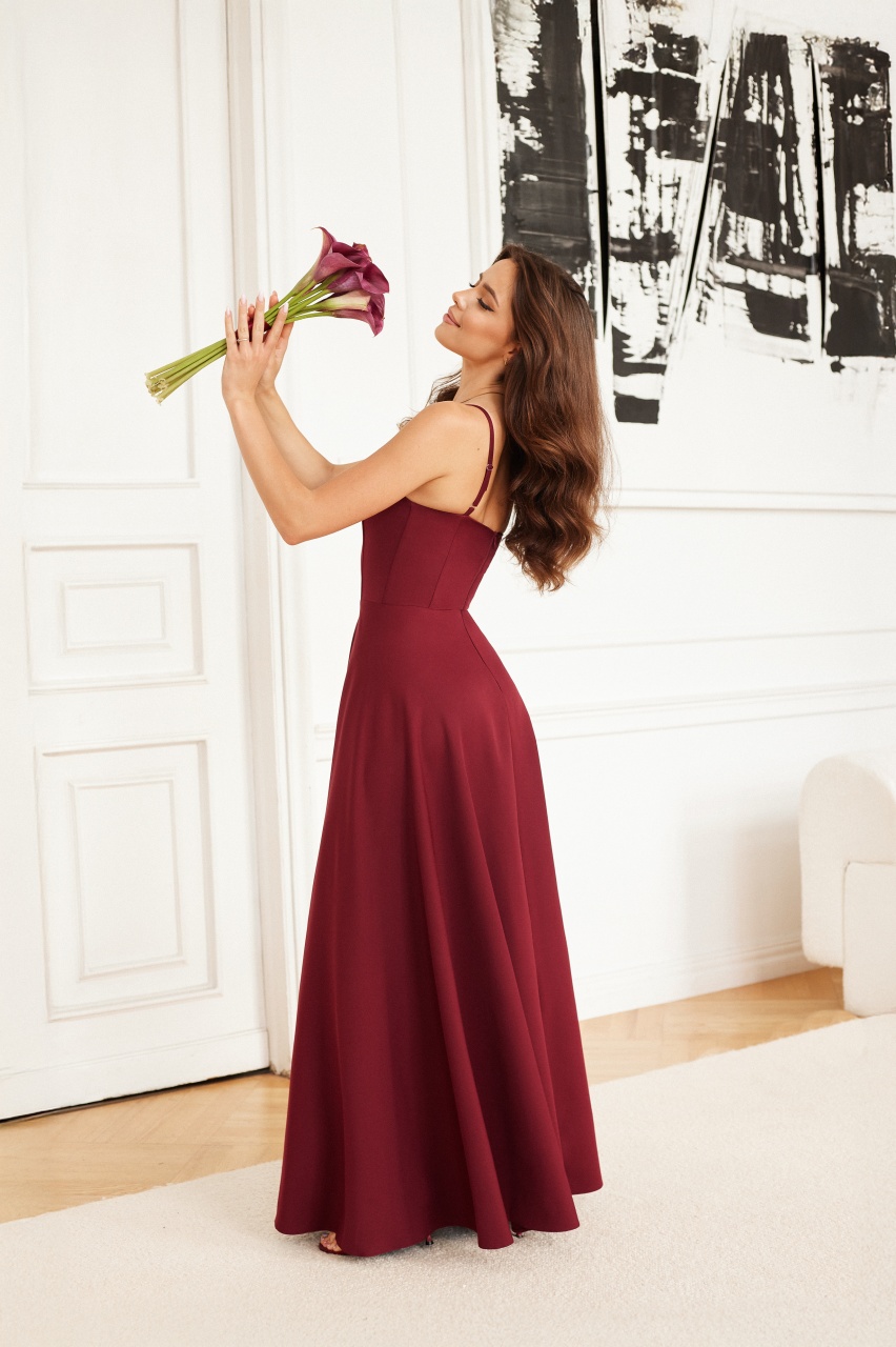 KATE z ramiączkami - bordowa sukienka gorsetowa idealna dla druhny, na studniówkę - Cocktail Shock zdjęcie 4