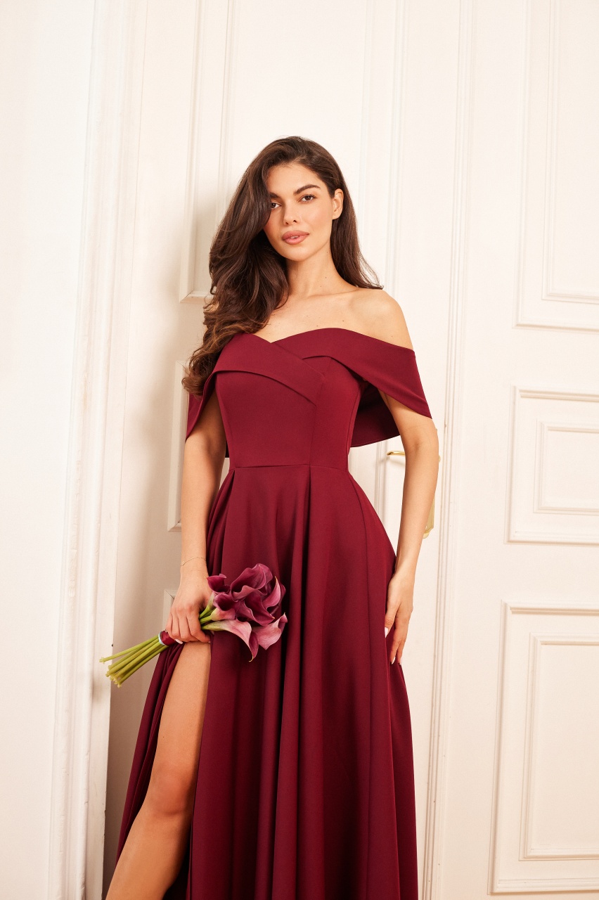 VERONICA - bordowa sukienka na studniówkę, wesele - Cocktail Shock zdjęcie 3