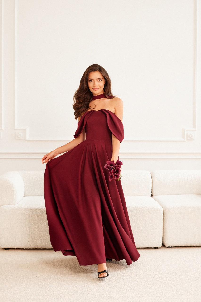 MARTHA maxi - urocza i delikatna suknia maxi w kolorze bordowym - Cocktail Shock zdjęcie 1