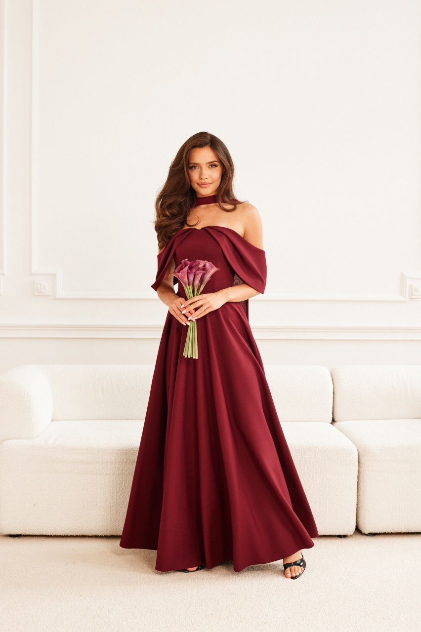 MARTHA maxi - urocza i delikatna suknia maxi w kolorze bordowym - Cocktail Shock zdjęcie 2