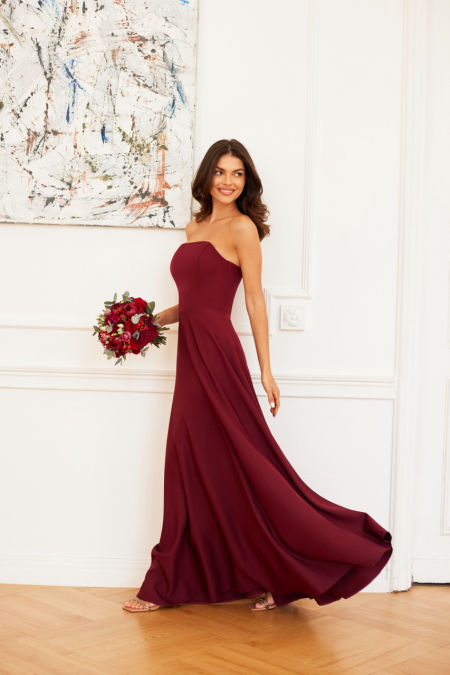 KATE - bordowa sukienka gorsetowa idealna dla druhny, na studniówkę