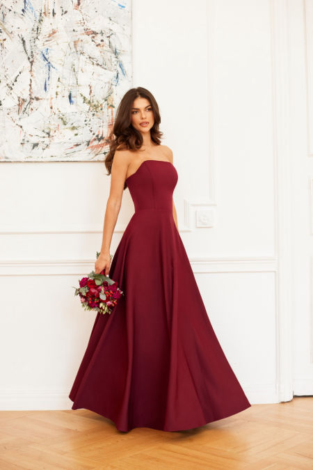 KATE - bordowa sukienka gorsetowa idealna dla druhny, na studniówkę