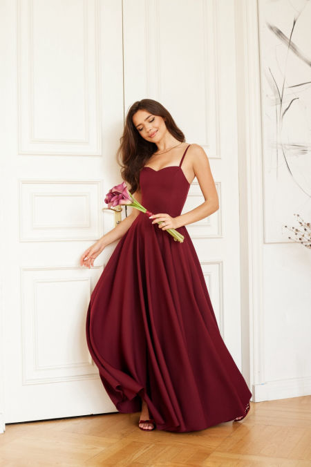LUCY - bordowa sukienka na regulowanych ramiączkach