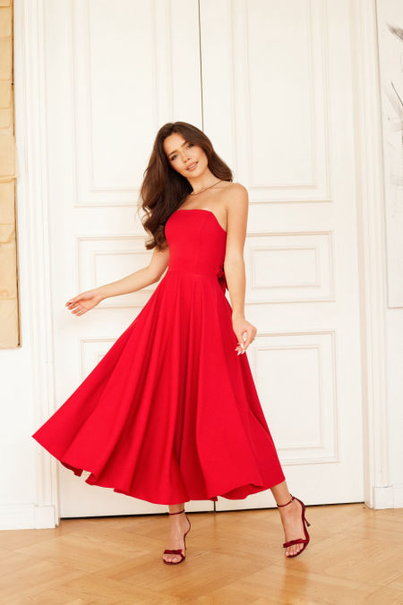 SENIORITA - sukienka midi z wiązaną kokardą