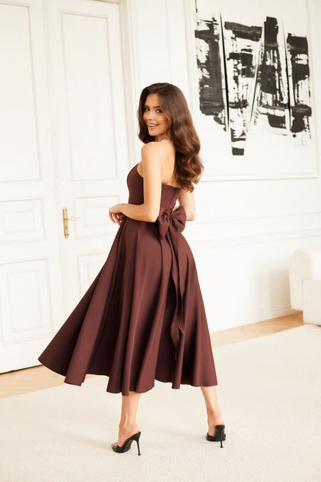 SENIORITA - sukienka midi z wiązaną kokardą