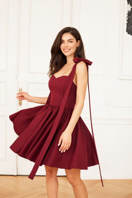 VICTORIA - bordowa sukienka o długości mini