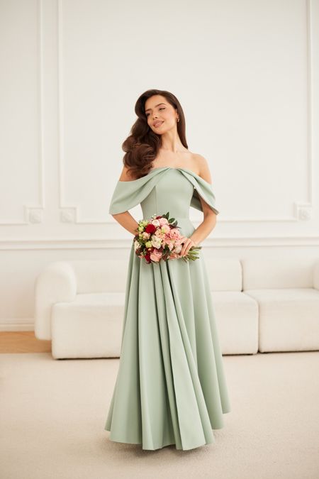 MARTHA maxi - urocza i delikatna suknia  w kolorze szałwiowym