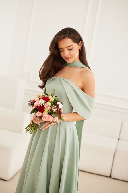 MARTHA - balowa suknia z szalem o długości midi