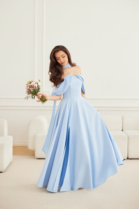 MARTHA maxi - urocza i delikatna suknia  w kolorze błękitnym