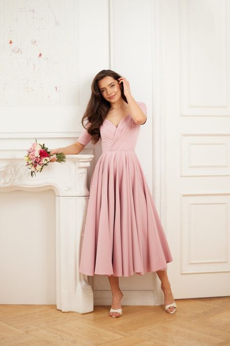 ALEKSANDRA - drapowana sukienka z podwójnego koła