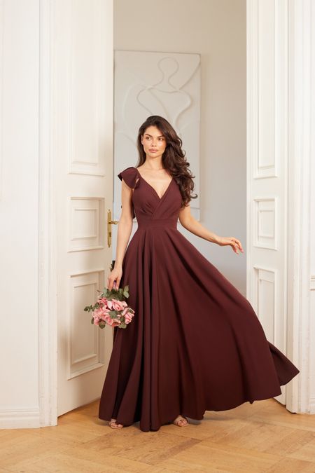 ROZALIA  - suknia na regulowanych ramiączkach z rozporkiem i falbanką