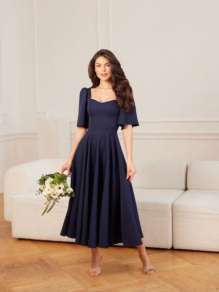 MADELINE - sukienka midi z delikatnym rękawkiem