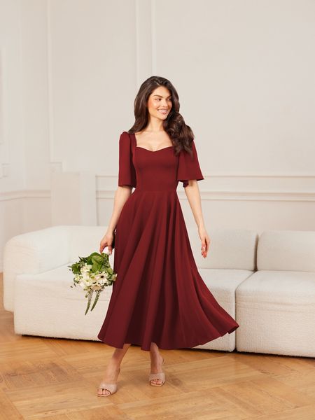 MADELINE - delikatna sukienka midi z delikatnym rękawkiem