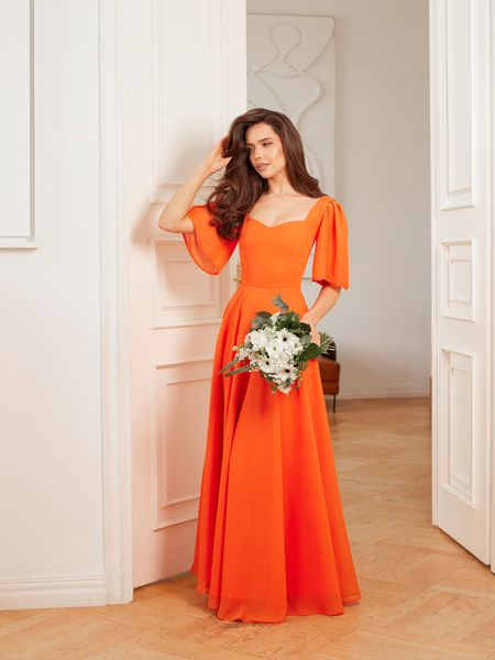 JULIA - pomarańczowa zwiewna sukienka na wesele